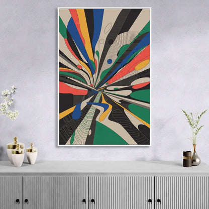 Energetic Layers of Colorful Abstract Living Room - White Canvas Wall Art