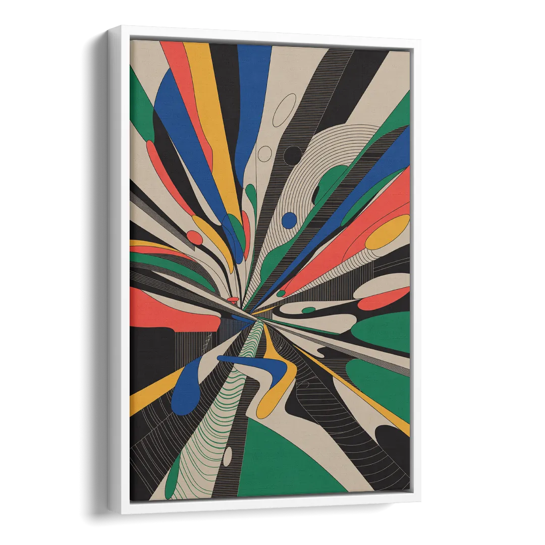Energetic Layers of Colorful Abstract Side - White Canvas Wall Art