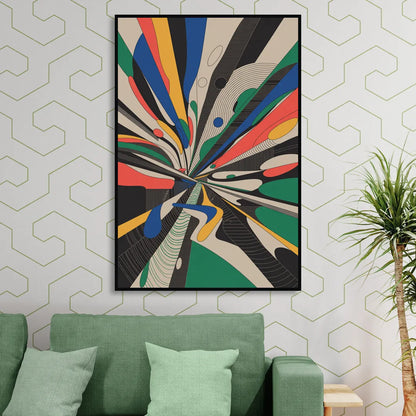 Energetic Layers of Colorful Abstract Sitting Room - Black Canvas Wall Art