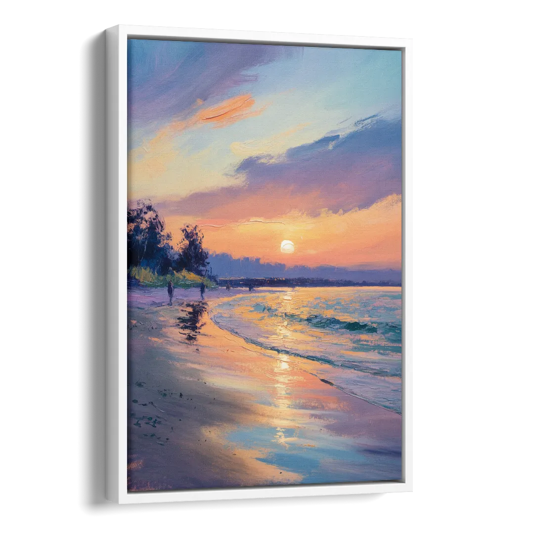 English Bay Sunset Side - White Canvas Wall Art