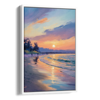 English Bay Sunset Side - White Canvas Wall Art