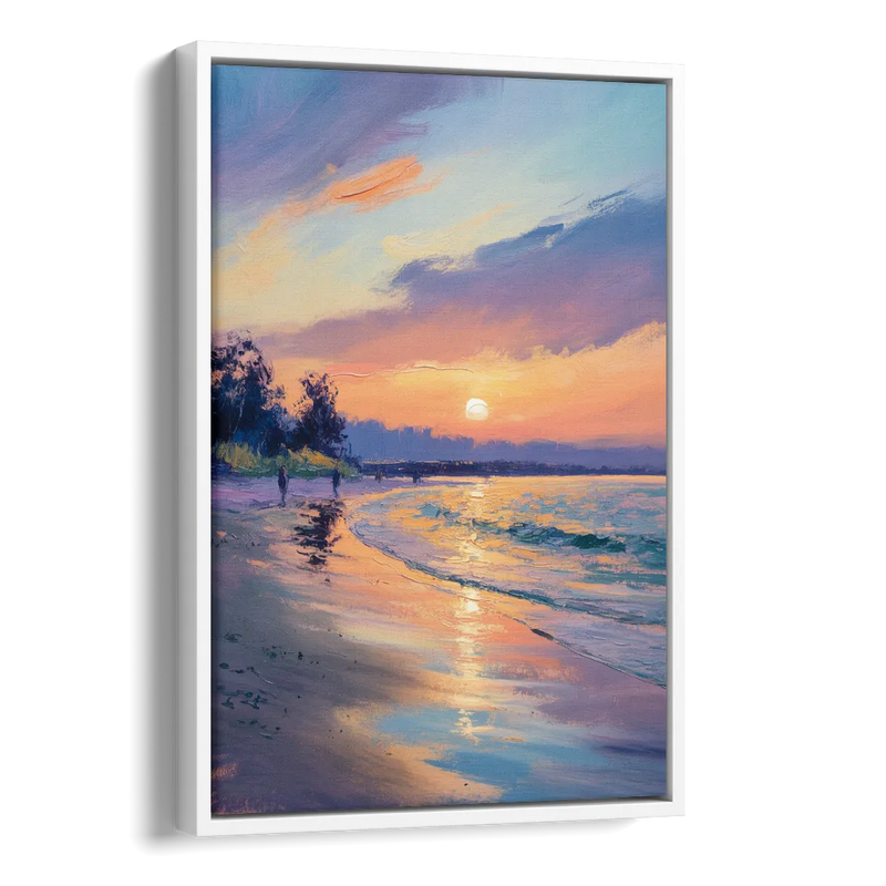 English Bay Sunset Side - White Canvas Wall Art