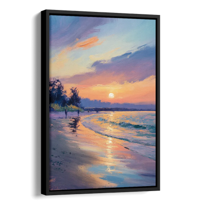 English Bay Sunset Side - Black Canvas Wall Art