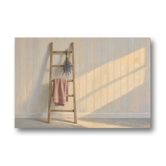 English Cottage Wall Art with Towel Ladder and Lavender - Canvas Wall Art - Front