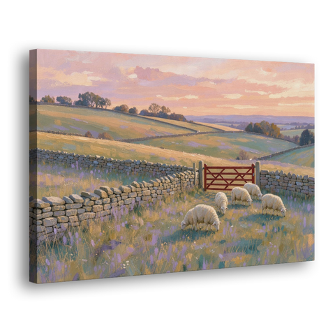 English Countryside Wall Art of a Red Field Gate - Canvas Wall Art - Side