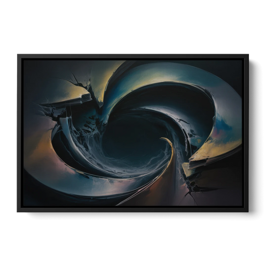 Enigmatic Swirl Dark Abstract - Black Framed Canvas Wall Art - Front