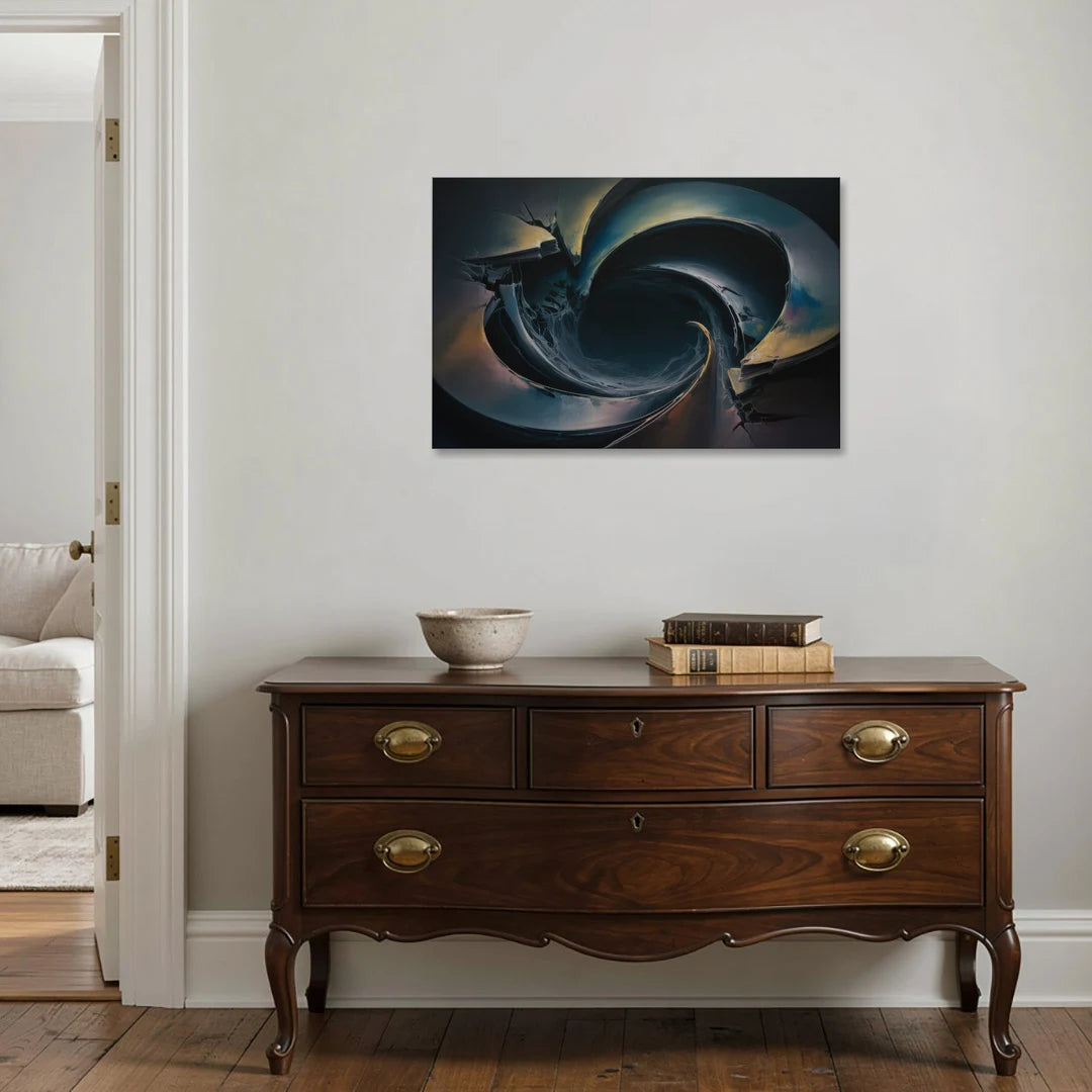 Enigmatic Swirl Dark Abstract - Canvas Wall Art - Coffee Table - 36x24