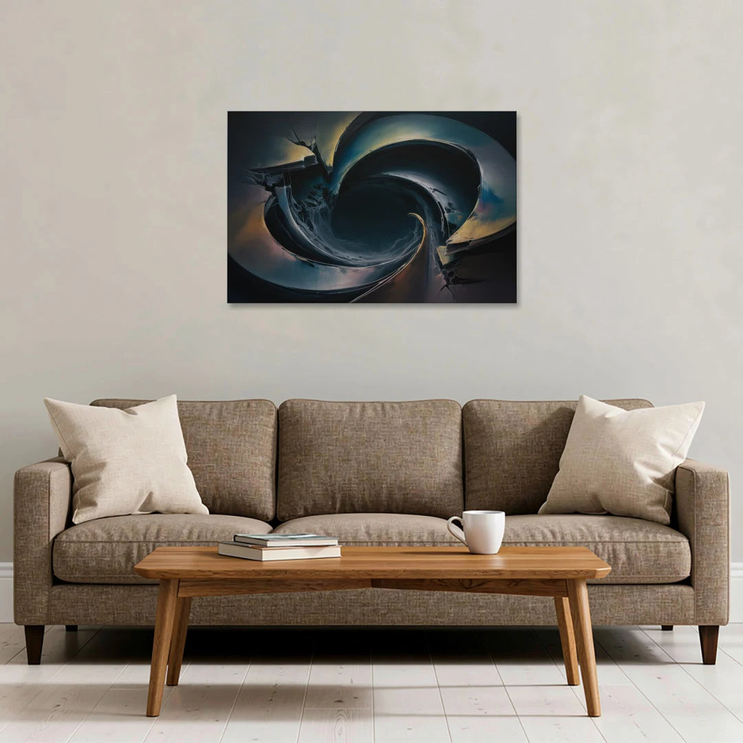 Enigmatic Swirl Dark Abstract - Canvas Wall Art - Sofa - 36x24
