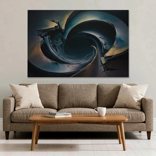Enigmatic Swirl Dark Abstract - Canvas Wall Art - Sofa - 60x40