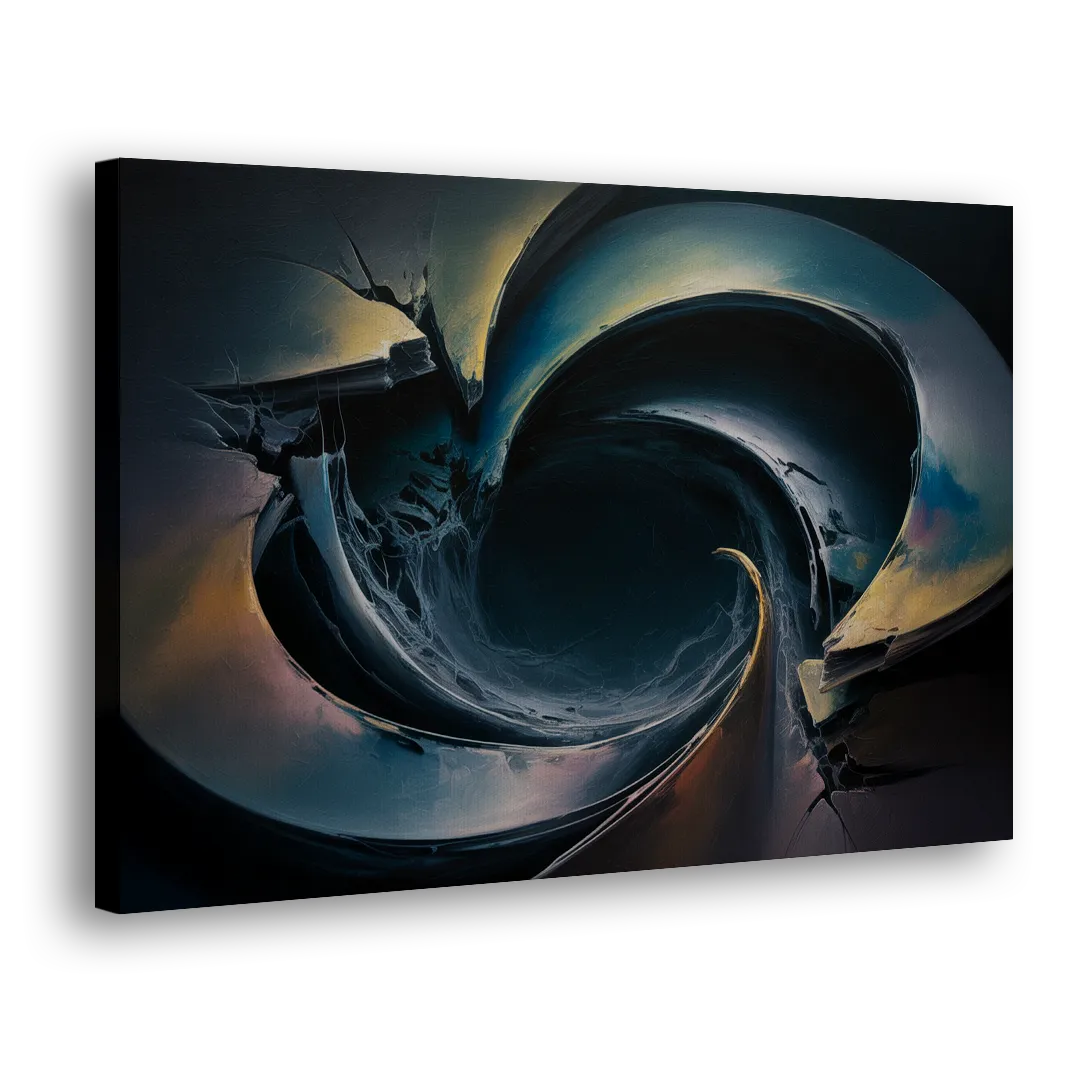 Enigmatic Swirl Dark Abstract Side - Canvas Wall Art
