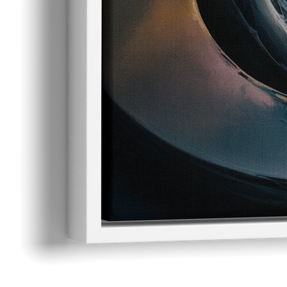 Enigmatic Swirl Dark Abstract - Close-Up White Frame Canvas