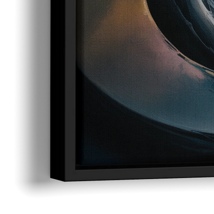 Enigmatic Swirl Dark Abstract - Close-Up Black Frame Canvas