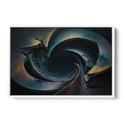 Enigmatic Swirl Dark Abstract - White Frame Canvas