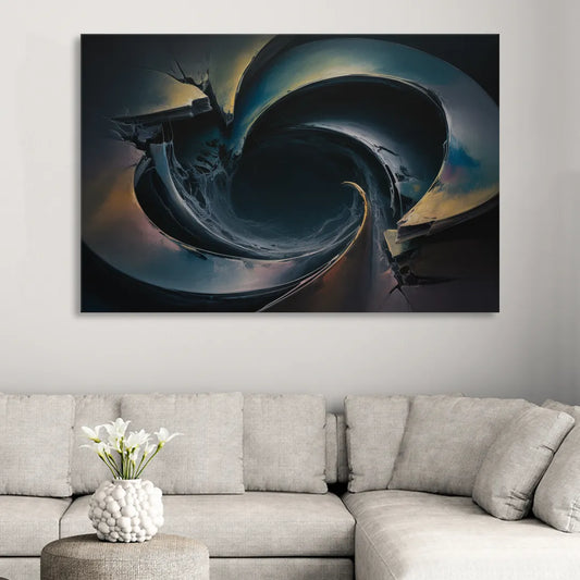 Enigmatic Swirl Dark Abstract Living Room - Canvas Wall Art
