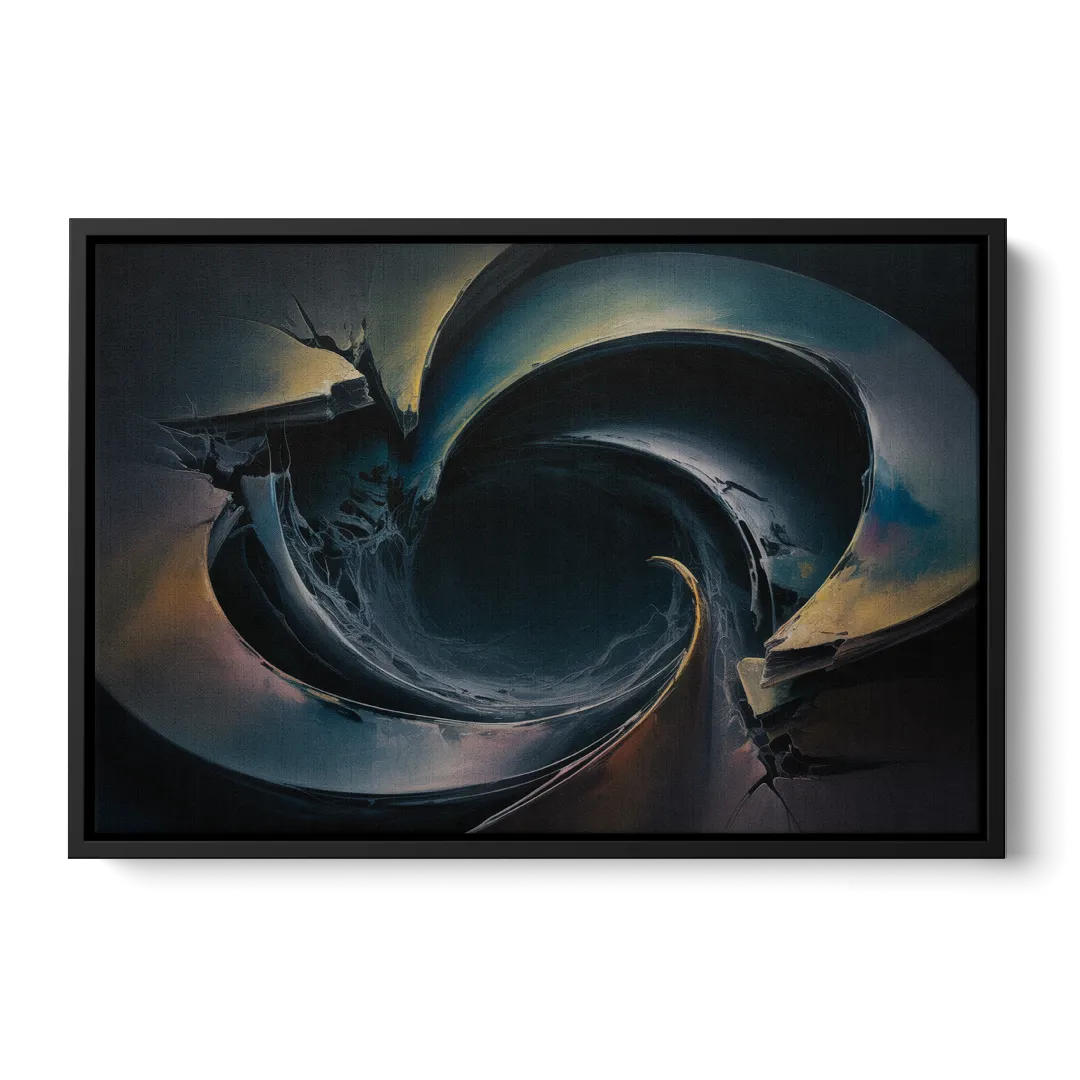 Enigmatic Swirl Dark Abstract Front - Black Canvas Wall Art