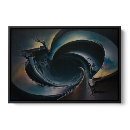 Enigmatic Swirl Dark Abstract Front - Black Canvas Wall Art
