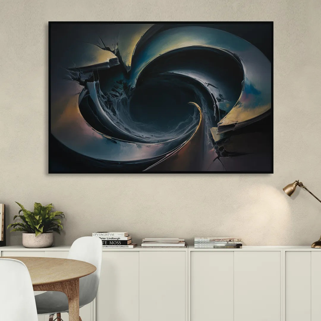 Enigmatic Swirl Dark Abstract Sitting Room - Black Canvas Wall Art