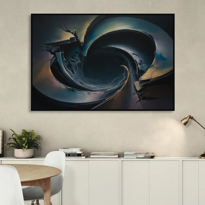 Enigmatic Swirl Dark Abstract Sitting Room - Black Canvas Wall Art