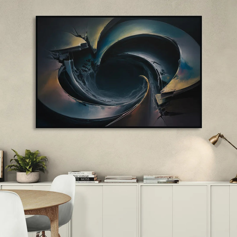 Enigmatic Swirl Dark Abstract Sitting Room - Black Canvas Wall Art