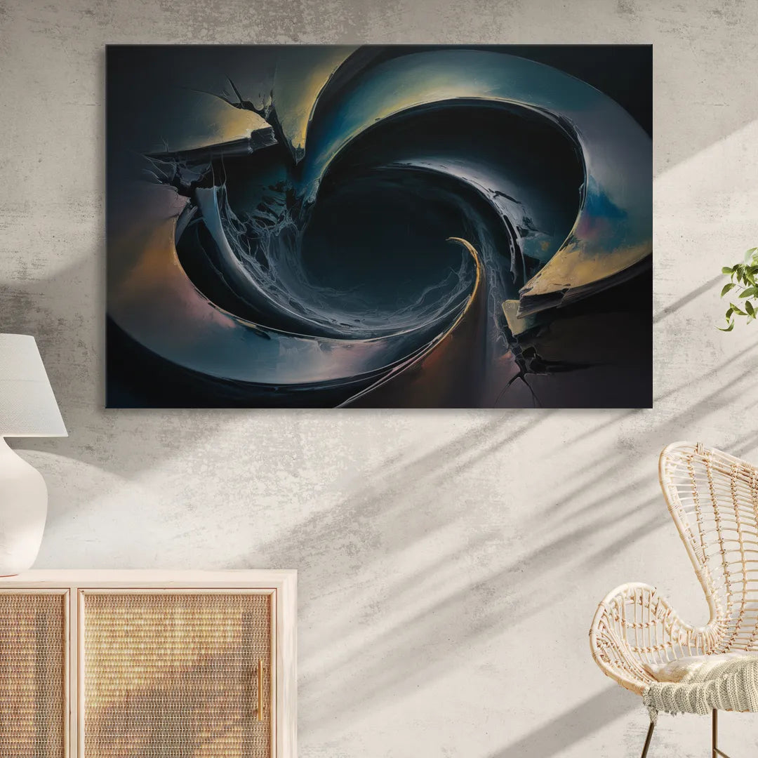Enigmatic Swirl Dark Abstract Sitting Room - Canvas Wall Art