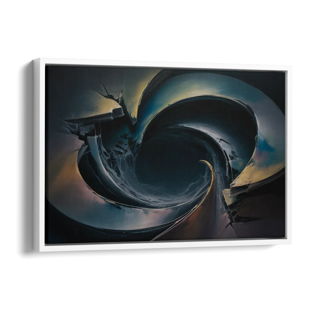 Enigmatic Swirl Dark Abstract Side - White Canvas Wall Art