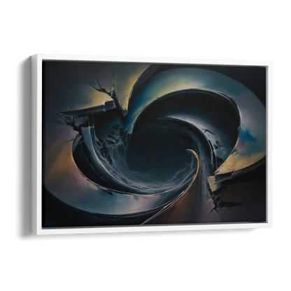 Enigmatic Swirl Dark Abstract Side - White Canvas Wall Art