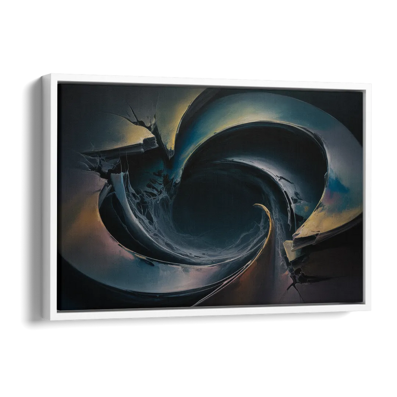 Enigmatic Swirl Dark Abstract Side - White Canvas Wall Art