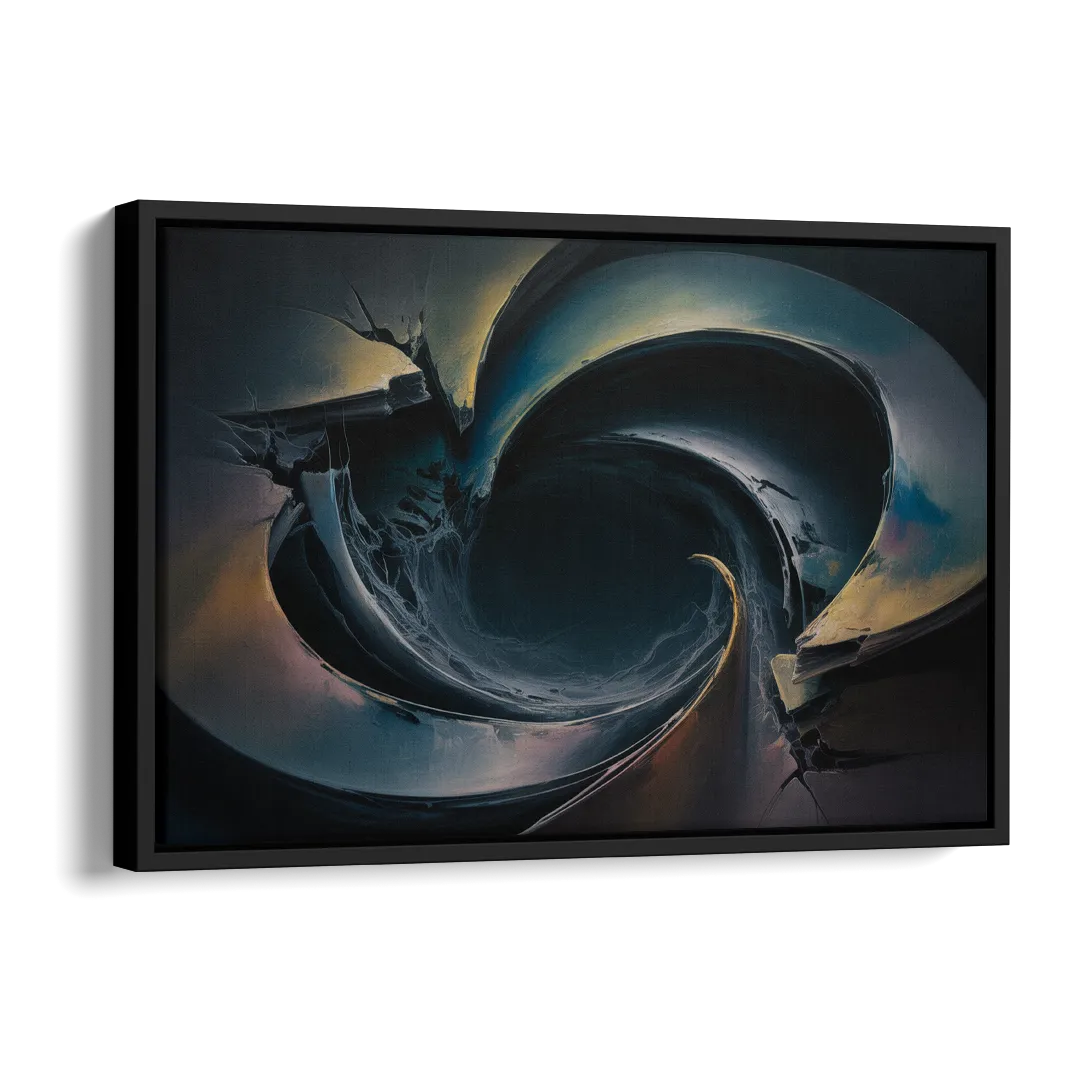 Enigmatic Swirl Dark Abstract Side - Black Canvas Wall Art