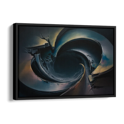 Enigmatic Swirl Dark Abstract Side - Black Canvas Wall Art