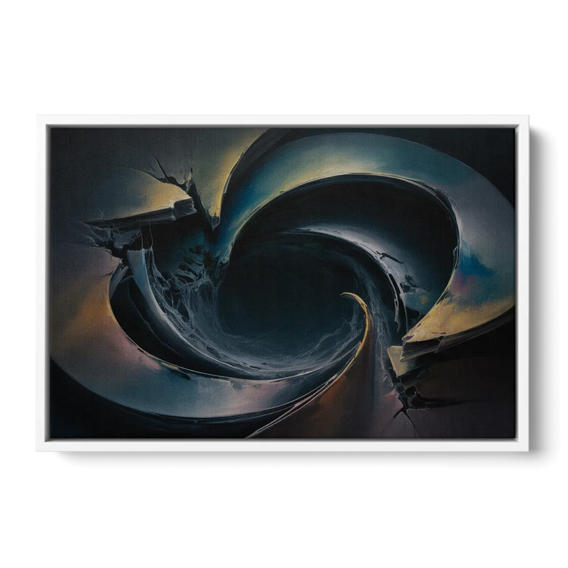 Enigmatic Swirl Dark Abstract Front - White Canvas Wall Art