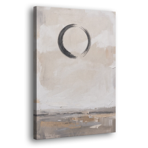 Enso Circle Painting Over Warm Sand - Canvas Wall Art - Side