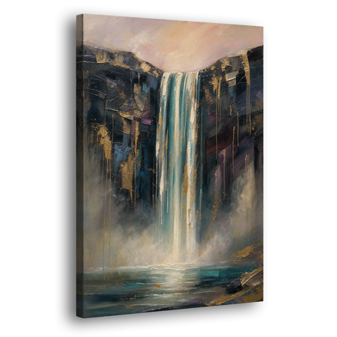 Entryway Wall Art with a Teal Waterfall - Canvas Wall Art - Side