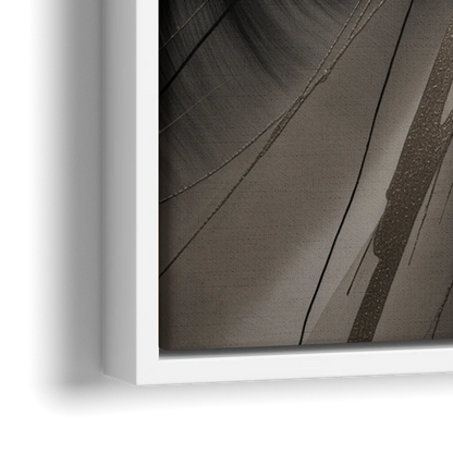 Entwined Elegance Black and Grey Abstract - Close-Up White Frame Canvas