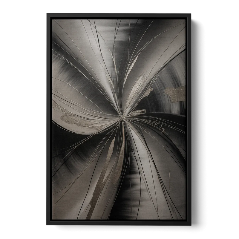 Entwined Elegance Black and Grey Abstract Front - Black Canvas Wall Art