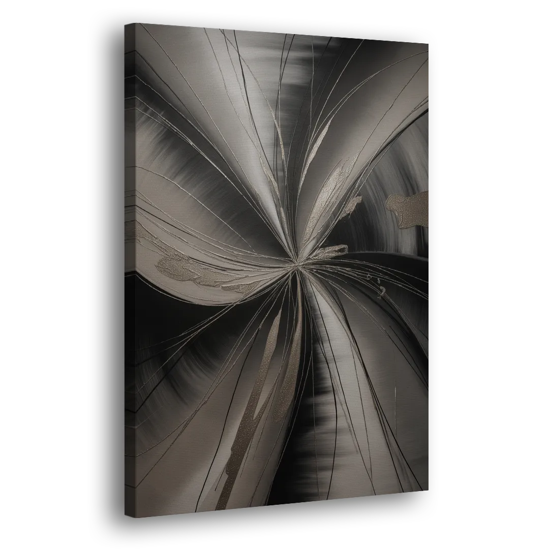 Entwined Elegance Black and Grey Abstract Side - Canvas Wall Art