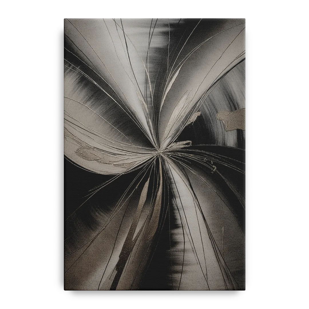 Entwined Elegance Black and Grey Abstract Front - Canvas Wall Art