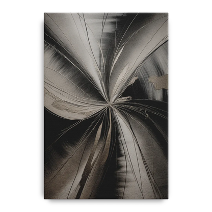 Entwined Elegance Black and Grey Abstract Front - Canvas Wall Art