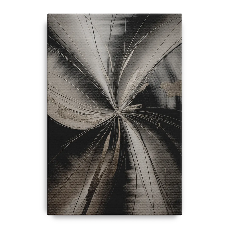 Entwined Elegance Black and Grey Abstract Front - Canvas Wall Art