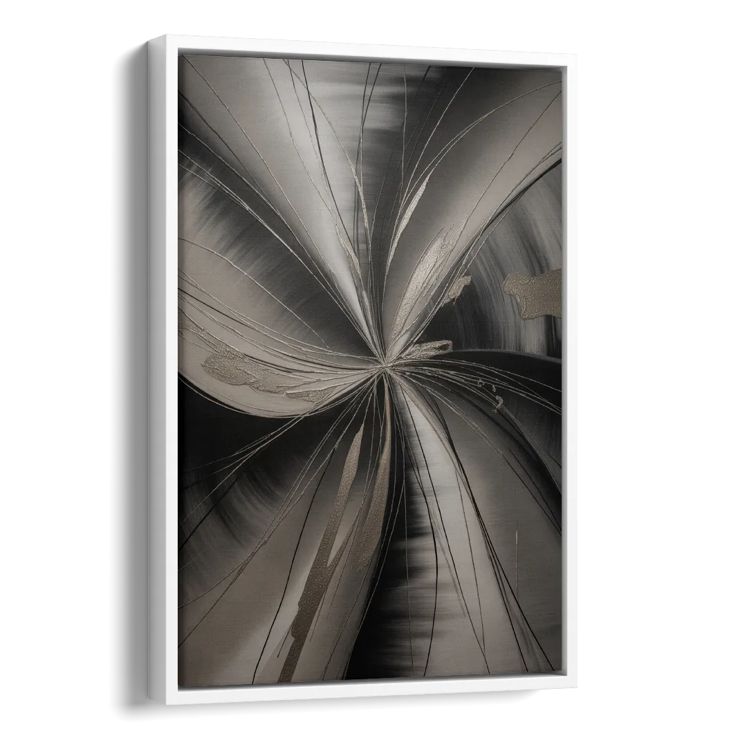 Entwined Elegance Black and Grey Abstract Side - White Canvas Wall Art