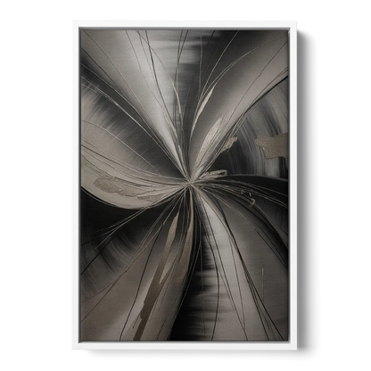 Entwined Elegance Black and Grey Abstract - White Frame Canvas