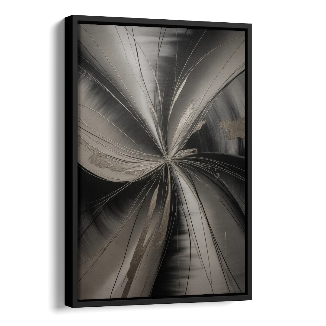 Entwined Elegance Black and Grey Abstract Side - Black Canvas Wall Art