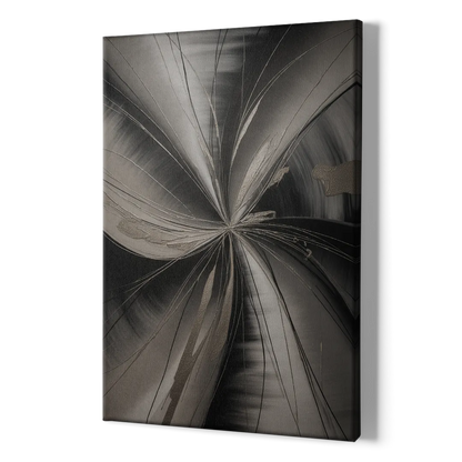 Entwined Elegance Black and Grey Abstract - Canvas Print Art Sides