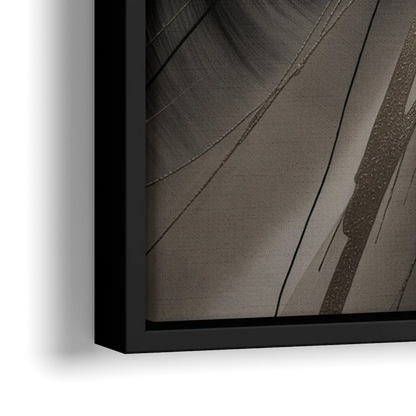 Entwined Elegance Black and Grey Abstract - Close-Up Black Frame Canvas