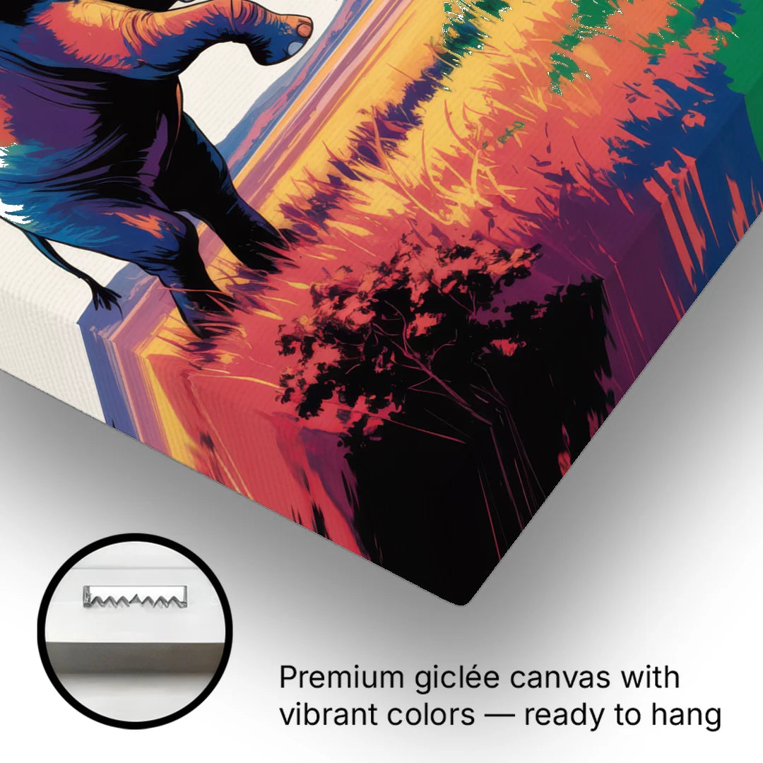 Epic Elephant Battle - Canvas Wall Art - Gallery Wrap Corner