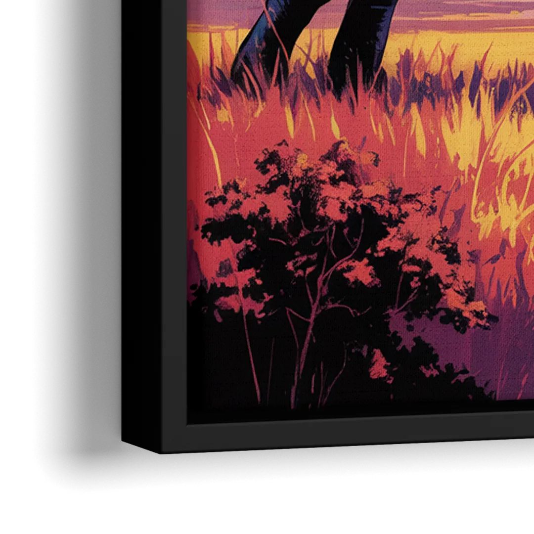 Epic Elephant Battle - Close-Up Black Frame Canvas
