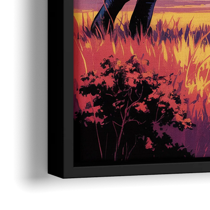 Epic Elephant Battle - Close-Up Black Frame Canvas