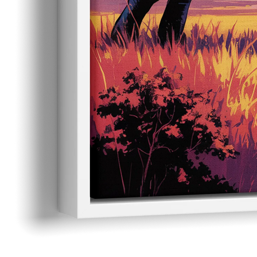 Epic Elephant Battle - Close-Up White Frame Canvas