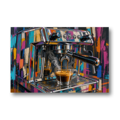 Espresso Painting of a Chrome Machine - Canvas Wall Art - Front