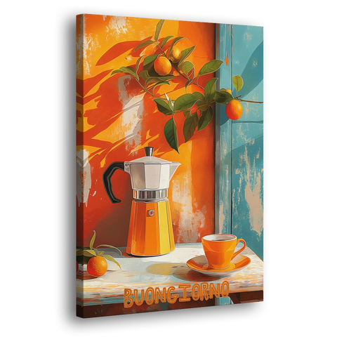 Espresso Painting with a Moka Pot - Canvas Wall Art - Side