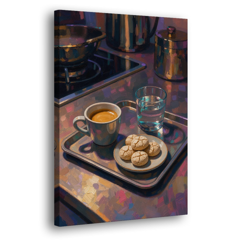 Espresso and Amaretti Coffee Tray - Canvas Wall Art - Side